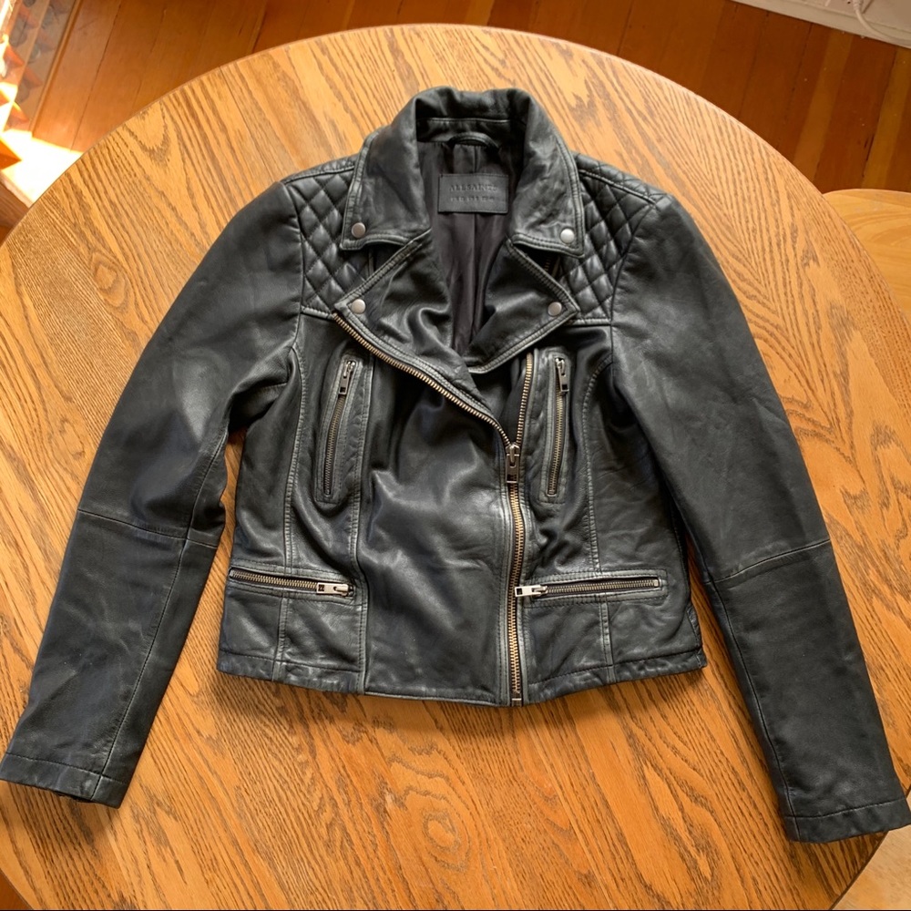 All Saints Leather Cargo Jacket